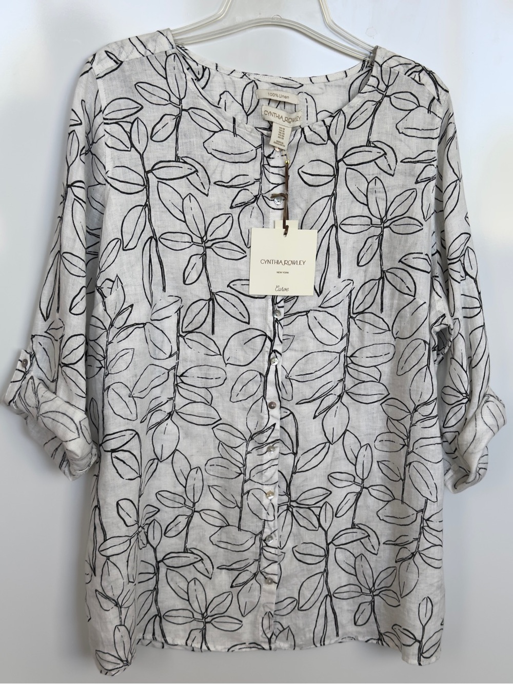 Cynthia Rowley NWT Women's 100% Linen Floral Tunic Top Size 1X